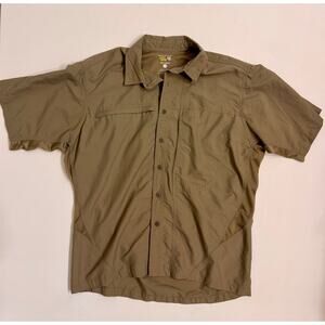 Mountain Hardware Men's Short Sleeve Button Down Shirt Size M Lightweight Tan